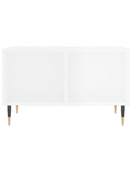 Tavolino Salotto Bianco Lucido 60x50x36,5 cm Legno Multistrato
