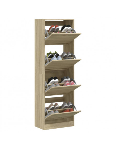 Scarpiera 4 Cassetti Ribaltabili Rovere Sonoma 60x34x187,5 cm