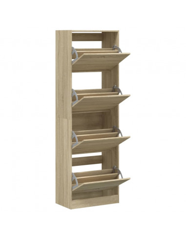 Scarpiera 4 Cassetti Ribaltabili Rovere Sonoma 60x34x187,5 cm