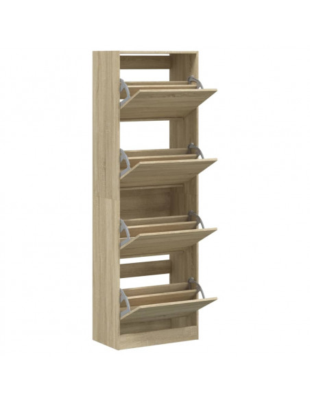 Scarpiera 4 Cassetti Ribaltabili Rovere Sonoma 60x34x187,5 cm