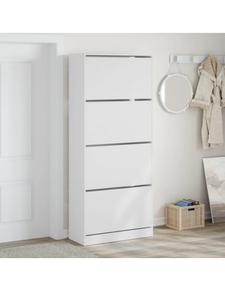Scarpiera con 4 Cassetti Ribaltabili Bianca 80x34x187,5 cm