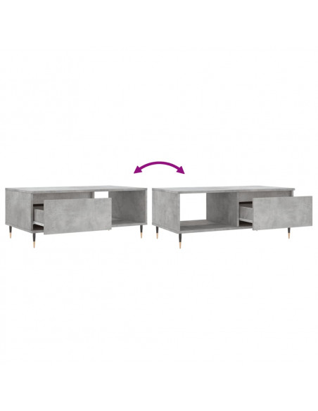 Tavolino Salotto Grigio Cemento 90x50x36,5 cm Legno Multistrato