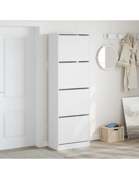 Scarpiera con 4 Cassetti Ribaltabili Bianca 60x34x187,5 cm