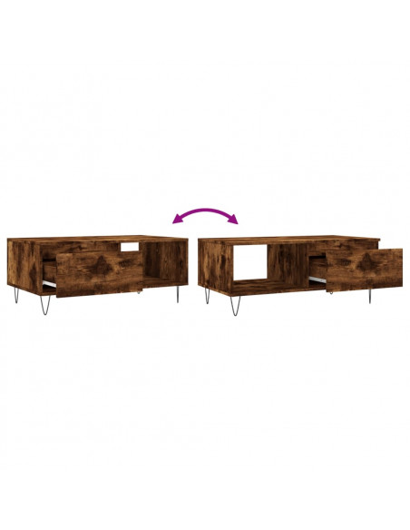 Tavolino da Salotto Rovere Fumo 90x50x36,5 cm Legno Multistrato