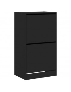 Scarpiera con 2 Cassetti Ribaltabili Nera 60x42x108 cm 2