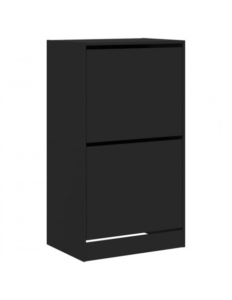 Scarpiera con 2 Cassetti Ribaltabili Nera 60x42x108 cm