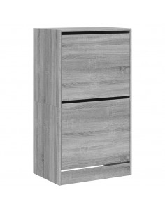 Scarpiera 2 Cassetti Ribaltabili Grigio Sonoma 60x42x108 cm 2
