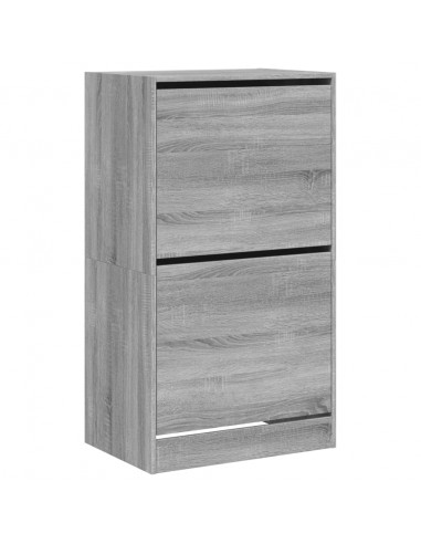 Scarpiera 2 Cassetti Ribaltabili Grigio Sonoma 60x42x108 cm