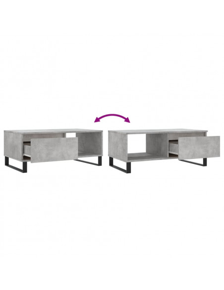 Tavolino Salotto Grigio Cemento 90x50x36,5 cm Legno Multistrato