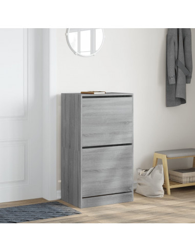 Scarpiera 2 Cassetti Ribaltabili Grigio Sonoma 60x42x108 cm