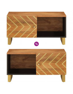 Tavolino da Salotto Marrone e Nero 80x50x40 cm Legno di Mango 2