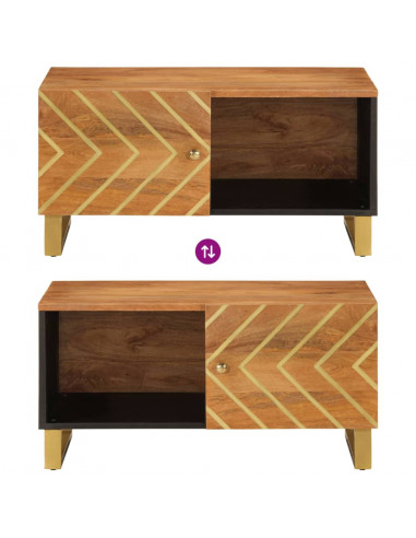 Tavolino da Salotto Marrone e Nero 80x50x40 cm Legno di Mango