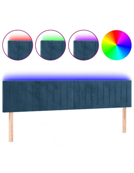 Testiera a LED Blu scuro 160x5x78/88 cm in Tessuto