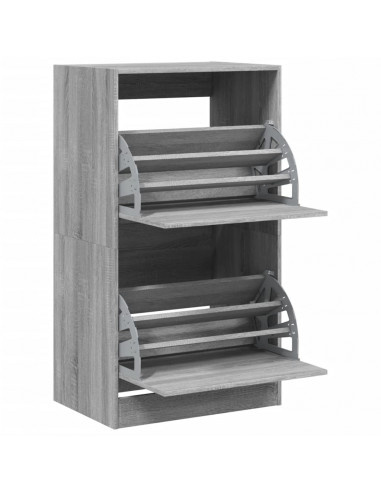 Scarpiera 2 Cassetti Ribaltabili Grigio Sonoma 60x42x108 cm