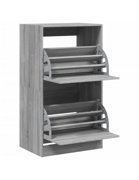 Scarpiera 2 Cassetti Ribaltabili Grigio Sonoma 60x42x108 cm