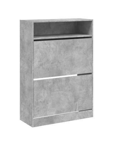 Scarpiera 2 Cassetti Ribaltabili Grigio Cemento 80x34x116 cm