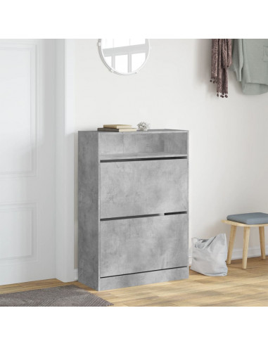 Scarpiera 2 Cassetti Ribaltabili Grigio Cemento 80x34x116 cm