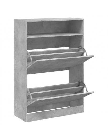 Scarpiera 2 Cassetti Ribaltabili Grigio Cemento 80x34x116 cm