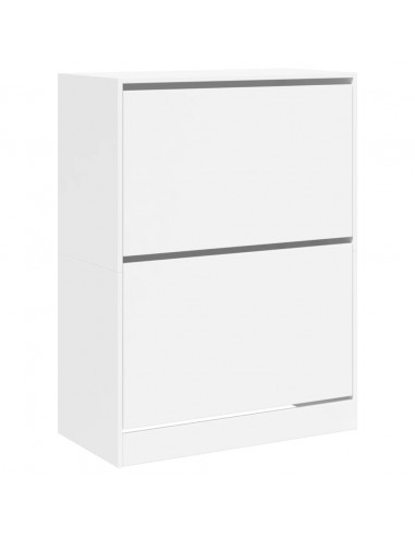 Scarpiera con 2 Cassetti Ribaltabili Bianca 80x42x108 cm