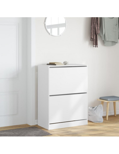 Scarpiera con 2 Cassetti Ribaltabili Bianca 80x42x108 cm