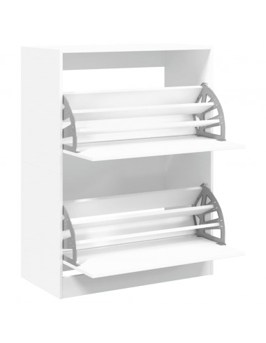 Scarpiera con 2 Cassetti Ribaltabili Bianca 80x42x108 cm