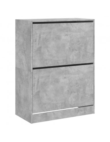 Scarpiera 2 Cassetti Ribaltabili Grigio Cemento 80x42x108 cm