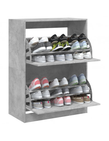 Scarpiera 2 Cassetti Ribaltabili Grigio Cemento 80x42x108 cm