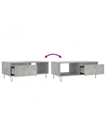 Tavolino Salotto Grigio Cemento 90x50x36,5 cm Legno Multistrato
