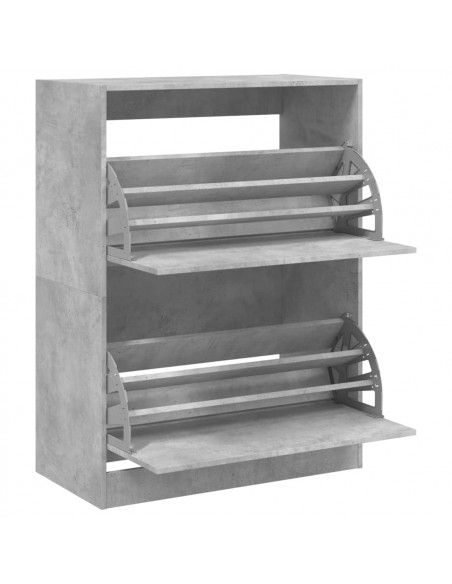 Scarpiera 2 Cassetti Ribaltabili Grigio Cemento 80x42x108 cm
