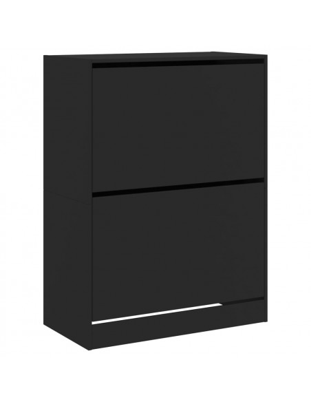 Scarpiera con 2 Cassetti Ribaltabili Nera 80x42x108 cm