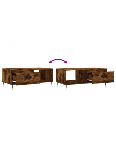 Tavolino da Salotto Rovere Fumo 90x50x36,5 cm Legno Multistrato