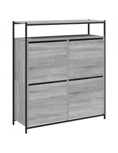 Scarpiera 4 Cassetti Ribaltabili Grigio Sonoma 100x34x112 cm