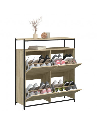 Scarpiera 4 Cassetti Ribaltabili Rovere Sonoma 100x34x112 cm