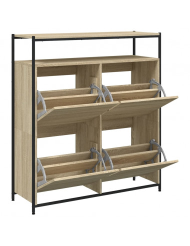 Scarpiera 4 Cassetti Ribaltabili Rovere Sonoma 100x34x112 cm