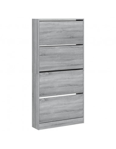 Scarpiera 4 Cassetti Ribaltabili Grigio Sonoma 80x21x163,5 cm