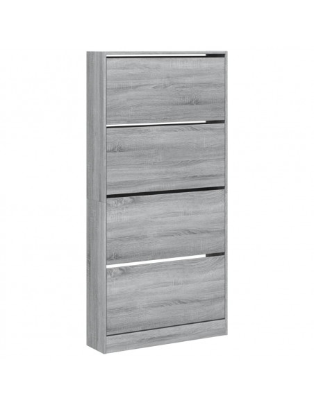 Scarpiera 4 Cassetti Ribaltabili Grigio Sonoma 80x21x163,5 cm