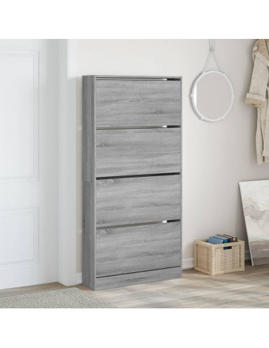 Scarpiera 4 Cassetti Ribaltabili Grigio Sonoma 80x21x163,5 cm