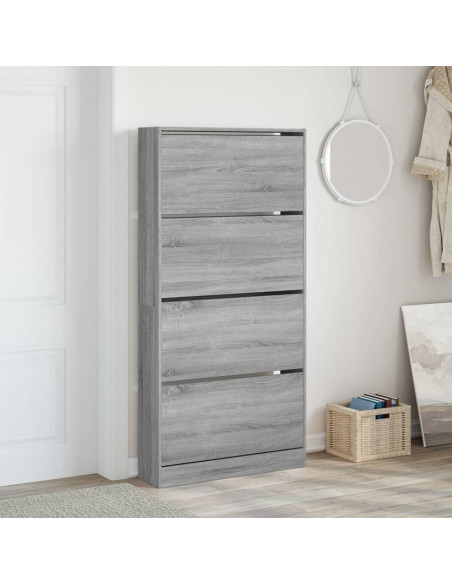Scarpiera 4 Cassetti Ribaltabili Grigio Sonoma 80x21x163,5 cm