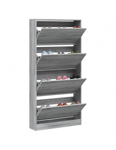 Scarpiera 4 Cassetti Ribaltabili Grigio Sonoma 80x21x163,5 cm