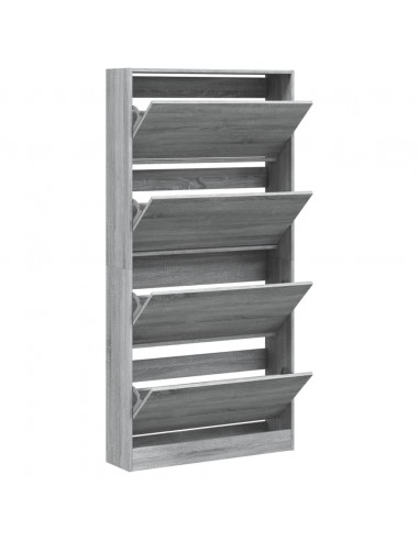 Scarpiera 4 Cassetti Ribaltabili Grigio Sonoma 80x21x163,5 cm