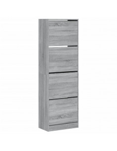 Scarpiera 4 Cassetti Ribaltabili Grigio Sonoma 60x34x187,5 cm 2
