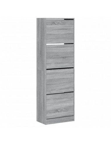 Scarpiera 4 Cassetti Ribaltabili Grigio Sonoma 60x34x187,5 cm