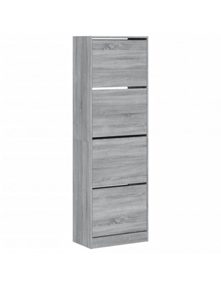 Scarpiera 4 Cassetti Ribaltabili Grigio Sonoma 60x34x187,5 cm