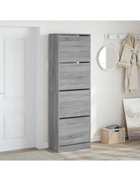 Scarpiera 4 Cassetti Ribaltabili Grigio Sonoma 60x34x187,5 cm