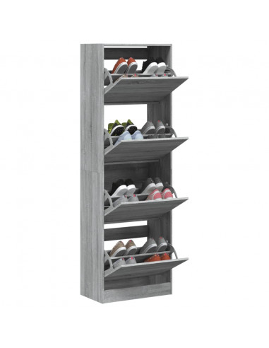 Scarpiera 4 Cassetti Ribaltabili Grigio Sonoma 60x34x187,5 cm