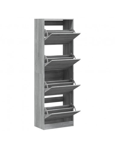 Scarpiera 4 Cassetti Ribaltabili Grigio Sonoma 60x34x187,5 cm