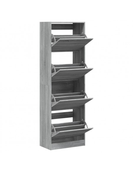 Scarpiera 4 Cassetti Ribaltabili Grigio Sonoma 60x34x187,5 cm