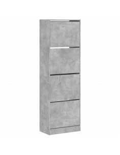 Scarpiera 4 Cassetti Ribaltabili Grigio Cemento 60x34x187,5 cm 2
