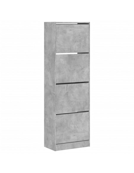 Scarpiera 4 Cassetti Ribaltabili Grigio Cemento 60x34x187,5 cm