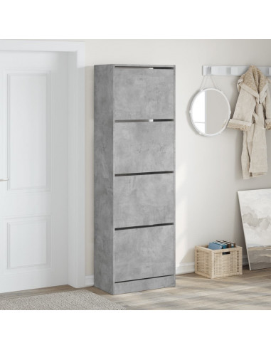 Scarpiera 4 Cassetti Ribaltabili Grigio Cemento 60x34x187,5 cm